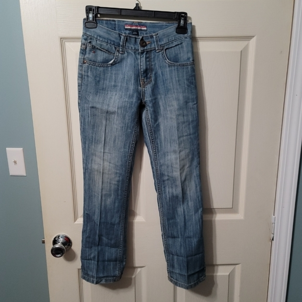 Vtg 90’s Tommy Hilfiger Revolution Slim‎ Denim Jeans Boy's Sz 8 Light Wash